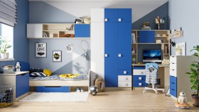 Детская комната Скай (Синий/Белый/корпус Клен) в Славгороде - slavgorod.katalogmebeli.com | фото