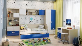 Детская комната Скай Люкс (Синий/Белый/корпус Клен) в Славгороде - slavgorod.katalogmebeli.com | фото