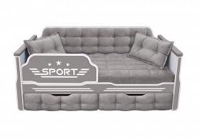 Кровать 160 серии Спорт 2 ящика 45 Серый (подушки) в Славгороде - slavgorod.katalogmebeli.com | фото