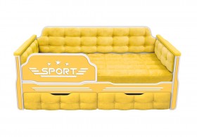 Кровать 160 серии Спорт 2 ящика 74 Жёлтый (мягкие боковые накладки) в Славгороде - slavgorod.katalogmebeli.com | фото