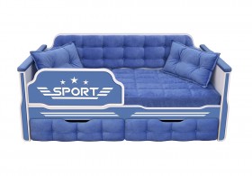 Кровать 160 серии Спорт 2 ящика 85 Синий (подушки) в Славгороде - slavgorod.katalogmebeli.com | фото