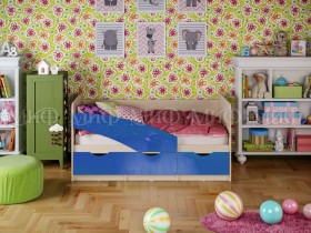 Кровать Бабочки 1,6м (Синий металлик) в Славгороде - slavgorod.katalogmebeli.com | фото