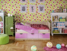 Кровать Бабочки 1,6м (Сиреневый металлик) в Славгороде - slavgorod.katalogmebeli.com | фото