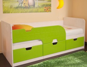 Кровать детская Минима 1,86м с ящиками (дуб атланта/лайм глянец) в Славгороде - slavgorod.katalogmebeli.com | фото