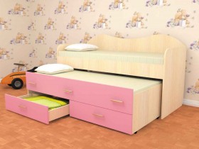 Кровать детская Нимфа двухместная 2.0 Дуб молочный/Розовый в Славгороде - slavgorod.katalogmebeli.com | фото