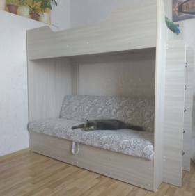Кровать двухъярусная с диваном (Беленый дуб) в Славгороде - slavgorod.katalogmebeli.com | фото 1