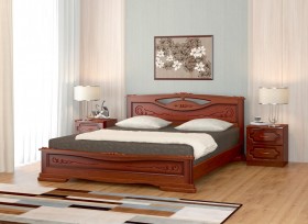 Кровать Карина-7 из массива сосны 1400*2000 Орех в Славгороде - slavgorod.katalogmebeli.com | фото 1
