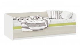 Кровать «Сканди» с 2 ящиками Дуб Гарден/Белый/Зеленый в Славгороде - slavgorod.katalogmebeli.com | фото