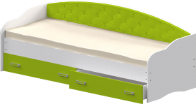Кровать Софа-7 с мягкой спинкой (800х1900) Белый/Лайм в Славгороде - slavgorod.katalogmebeli.com | фото