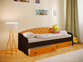 Кровать Софа-8 с мягкой спинкой (900х2000) Венге/Оранжевый в Славгороде - slavgorod.katalogmebeli.com | фото