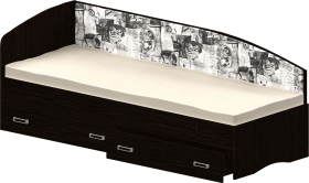 Кровать Софа-9 с мягкой спинкой с рисунком Милана (900х1900) Венге в Славгороде - slavgorod.katalogmebeli.com | фото