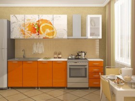 Кухонный гарнитур 1,8м Апельсин (Белый/Оранжевый металлик/Фотопечать апельсин) в Славгороде - slavgorod.katalogmebeli.com | фото