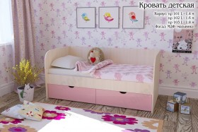 Мальвина Кровать детская 2 ящика 1.6 Розовыйй глянец в Славгороде - slavgorod.katalogmebeli.com | фото