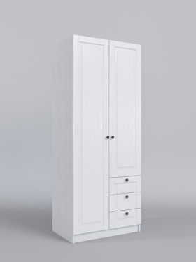 Шкаф 2-х створчатый с ящиками Классика (Белый/корпус Выбеленное дерево) в Славгороде - slavgorod.katalogmebeli.com | фото