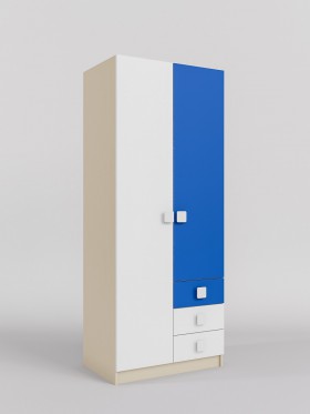 Шкаф 2-х створчатый с ящиками Скай (Синий/Белый/корпус Клен) в Славгороде - slavgorod.katalogmebeli.com | фото